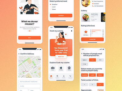 Cook booking app app ui chef booking cook cook booking app food app food ui mobile design mobile ui ui design visual design