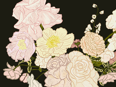 Floral Arrangement Illustration floral flowers green illustration nuetrals pink procreate app roses
