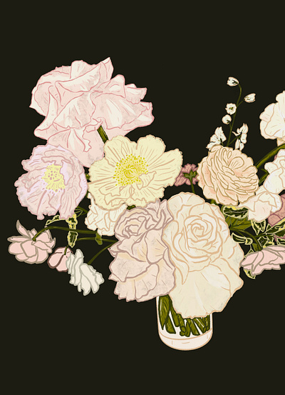 Floral Arrangement Illustration floral flowers green illustration nuetrals pink procreate app roses