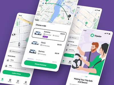 Tripster - Online Taxi app application driver online taxi passenger trip ui ui design ux ux design