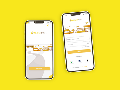 Mobile app landing screen & login screen app designer app developer app ui design designer developer figma fiverr get started landing login login page login screen sillustrator starting ui ux website designer website developer yellow