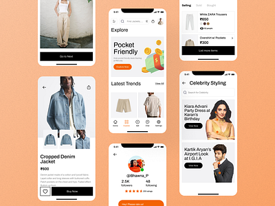 Thrift app app ui clothing ecommerce fashion mobile design mobile ui sustainable fashion thrift app thrifting ui design uiux visual design
