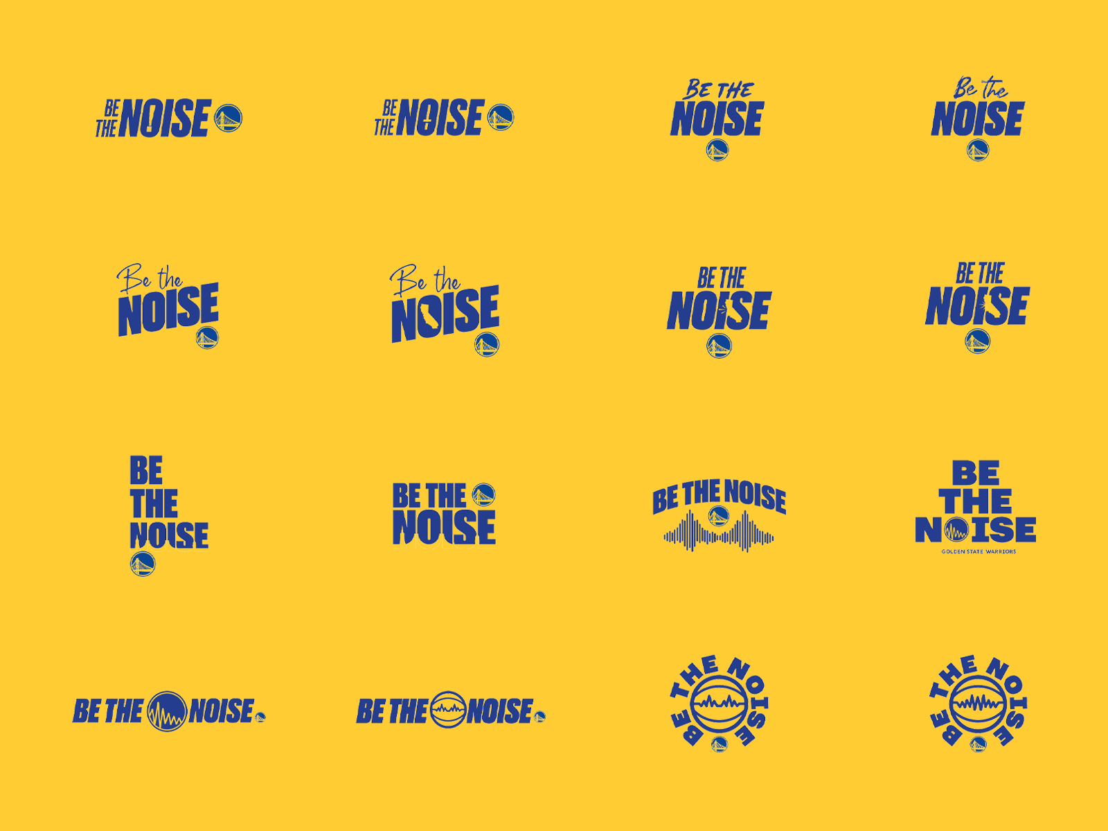Be The Noise badge badge design basketball blue brand brand identity branding california design graphic design identity lettering logo logos nba nike sports warriors wordmark yellow