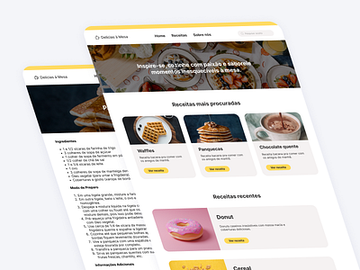 Site de receitas de comida - Delícias à Mesa ☕ beautiful breakfast clean code css design desktop figma food free graphic design html minimal prototype recipe resources tips ui web webdesign