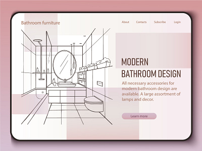 landing page template with Interior design illustration adobe illustrator bathroom design furniture graphic design illustration interior interior design modern perspective plumbing vector