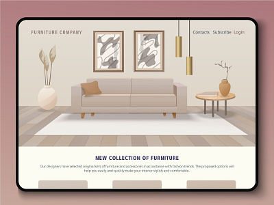 Interior Design Website Template adobe illustrator art design furniture graphic design home illustration inerior design interior living room room