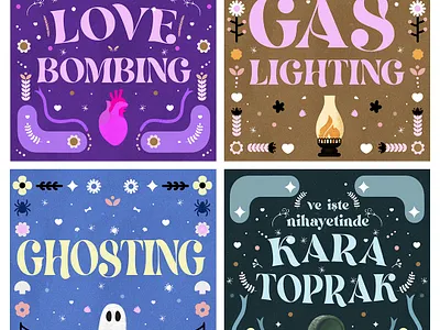 Love Bombing, Gas Lighting, Ghosting art design digital art hello dribbble illustration illustration design illustrator love