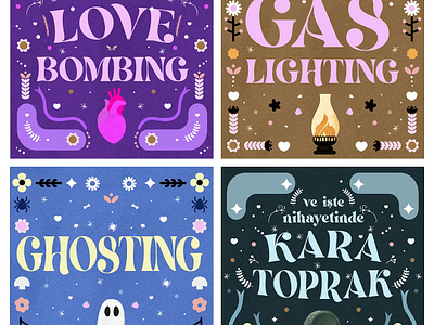 Love Bombing, Gas Lighting, Ghosting art design digital art hello dribbble illustration illustration design illustrator love