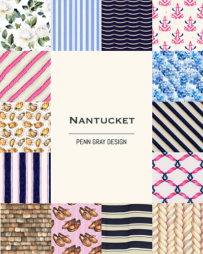 Nantucket Collection graphic design illustration nantucket pattern seamless surface surface pattern tile tileable watercolor
