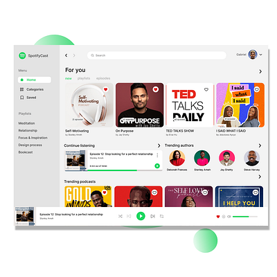 Creative & Modern UI design Podcast Website Spotify app application branding design graphic design mobile app ui ux