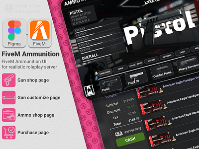 FiveM Gun shop UI - Ammunition UI design figma fivem game graphic design gun ui ux