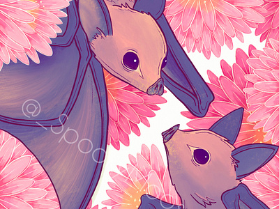 Our Nocturnal Pollinators bats botanical art childrens illustration cute bats cute illustration illustration nature art pastel goth spooky
