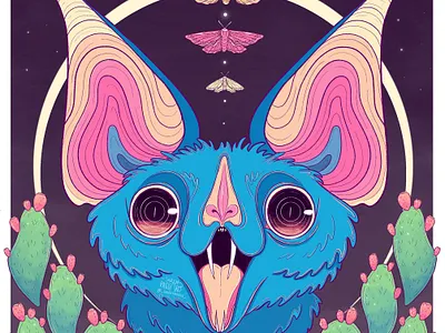 Leaf Nosed Bat bats childrens illustration concept art creepy cute illustration moths nature art pastel goth spooky vibrant art