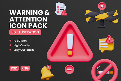 Warning 3D Icon Pack 3d icon 3d icon pack 3d object ui icon warning