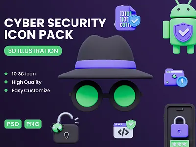 CYBER SECURITY 3D ICON PACK 3d icon 3d object cyber security hacker