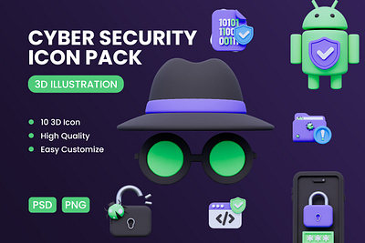 CYBER SECURITY 3D ICON PACK 3d icon 3d object cyber security hacker