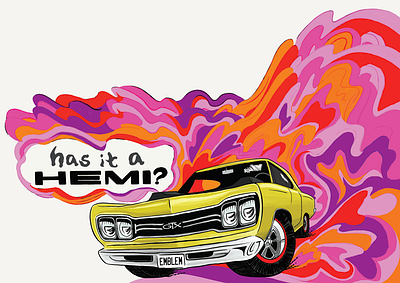 Classic Car Illustration classic car hemi muscle car psychedelic retro vintage