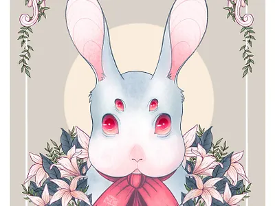 Spooky Bunny childrens illustration creepy cute design easter bunny illustration nature art pastel goth