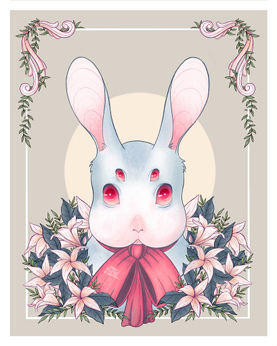 Spooky Bunny childrens illustration creepy cute design easter bunny illustration nature art pastel goth