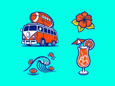 Beach Flag Cup sticker pack beach flag football branding cocktail design flag football flower football graphic design hungary illustration logo logo design mascot logo sports design sports logo sticker sticker pack van vector wave