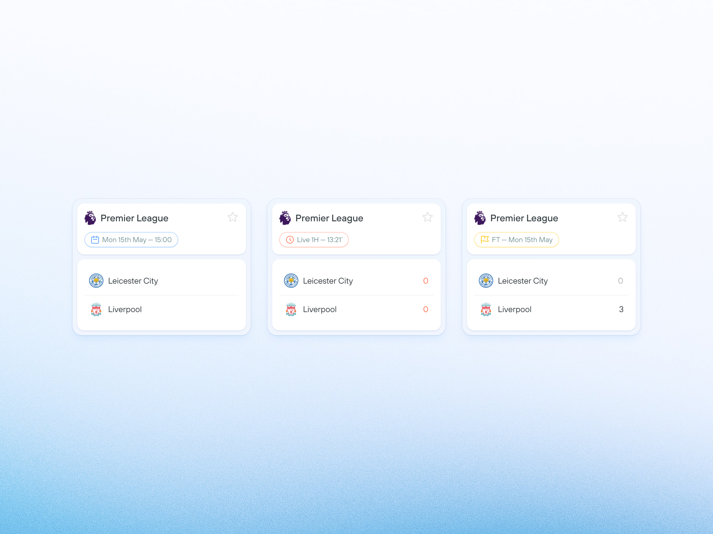 ◯ feature match design football premier league soccer statistics ui