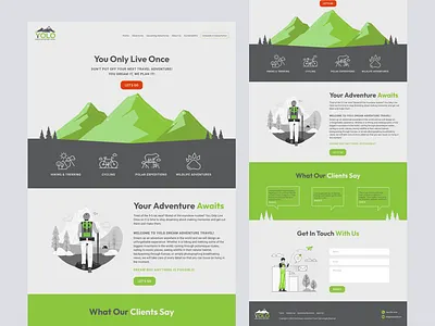 Yolo - Active Outdoor Adventure Travel Company design graphic design illustration landing ui web design