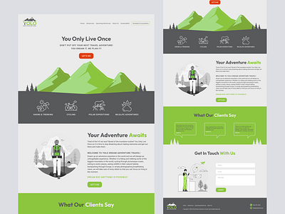 Yolo - Active Outdoor Adventure Travel Company design graphic design illustration landing ui web design