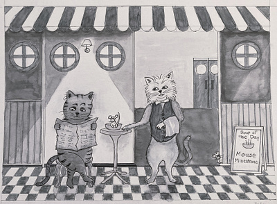 Cats at a Cafe cat graphic design illustration