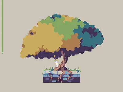 Overgrown ruins 16bit 8bit design environment environment design environmentart gameart illustration miniart minimalistic pixel art pixelart pixelenvironment ruins spriteart tree