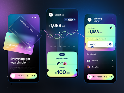 Filly Finance Mobile App app design banking banking app branding card concept design finance fintech glassmorphism mobile money product transfer ui ux wallet