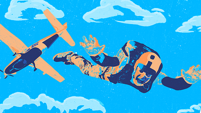 Get Out of Your Comfort Zone article clouds comfort comfort zone editorial fall falling fear illustration man parachute plane scream sky skydive terrified