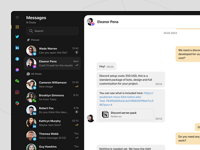Universal messenger - All messengers in one place chat chats concept design interface mail mail app message messanger referance telegram twitter ui ui design uiux ux