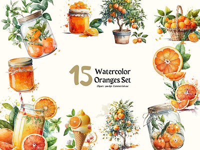 Watercolor Oranges graphic design graphics instant download