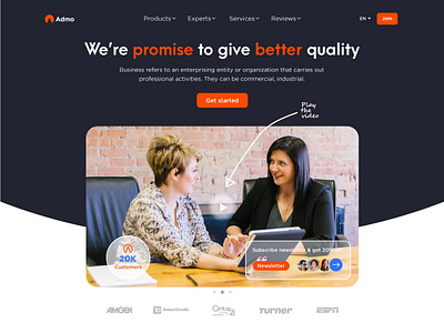 Admo Landing Page UI design. business design designer homepage interfacedesign landingpage landingpagedesign productdesign ui uidesign uikits uiux userexperience userinterface ux uxdesign webdesign webkits webpage website