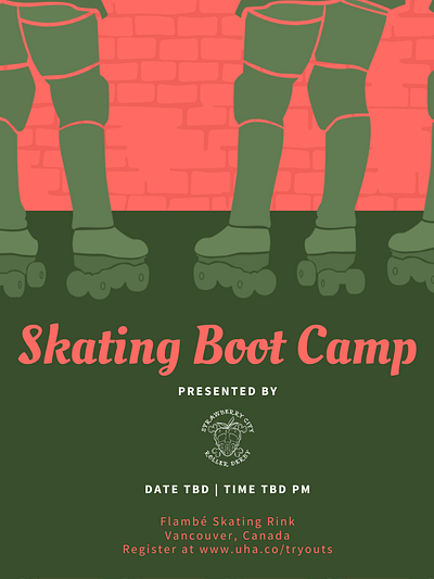 Roller derby bootcamp posters layout print rollerderby