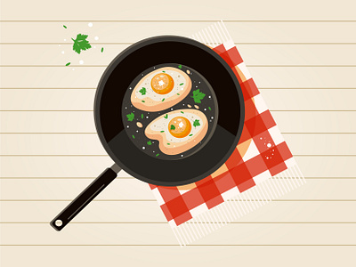 Eggsellent morning adobe illustrator breakfast flat fried eggs illustration omelette vector