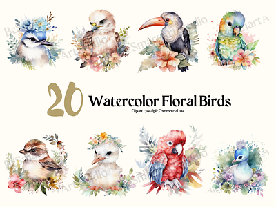 Watercolor Floral Birds watercolor