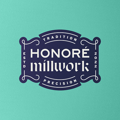 Honoré Millwork badge branding crest design logo monogram roundel typography