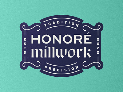 Honoré Millwork badge branding crest design logo monogram roundel typography