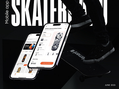 Skateboard ecommerce and customisation application app concept design design mobile mobile application skateboarding mobile ui ux