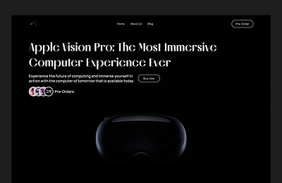 Apple Vision Pro: Landing Page apple ar design landingpage minimalistic product ui ux vr