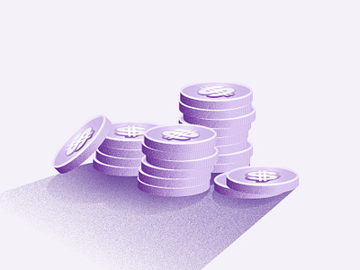 Coin$ branding coin crypto design grain graphic design illustration illustrator logo minimal monochromatic perspective purple shading stipple vector