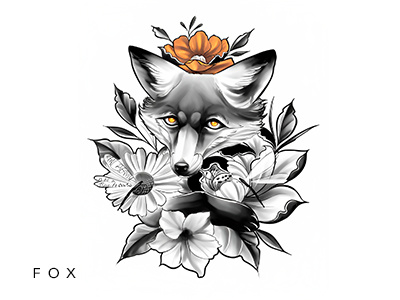 THE FOX branding design flowers fox illustration