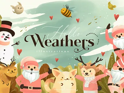 Weathers animal branding chritsmas cute design illustration santa weathers