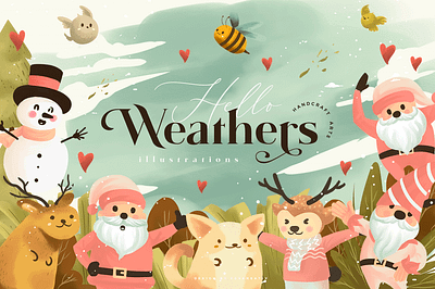 Weathers animal branding chritsmas cute design illustration santa weathers