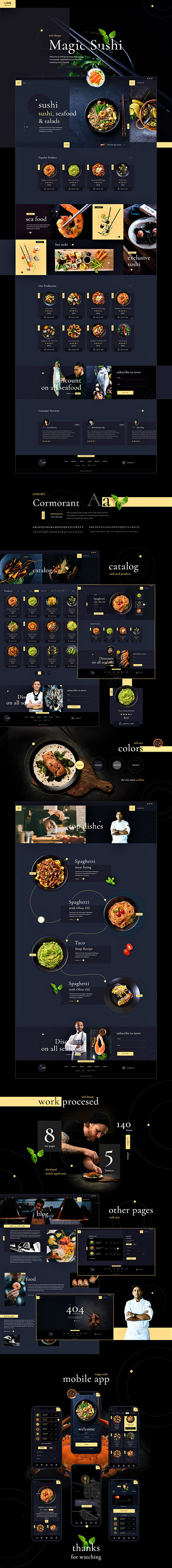 Sushi restaurant website and mobile application app design figma graphic design mobile app typography ui ux wesite