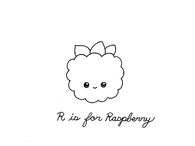 Day 108-365 R is for Raspberry 365project cute handlettering illustration ink kawaii raspberry