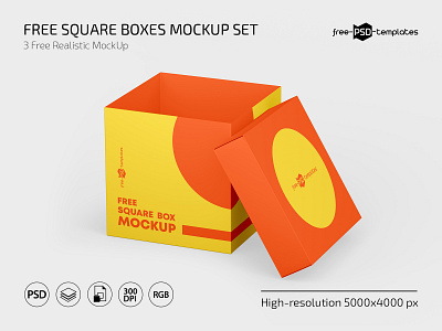 Free Square Boxes Mockup box free freebie mock up mockup mockups photoshop psd square template templates