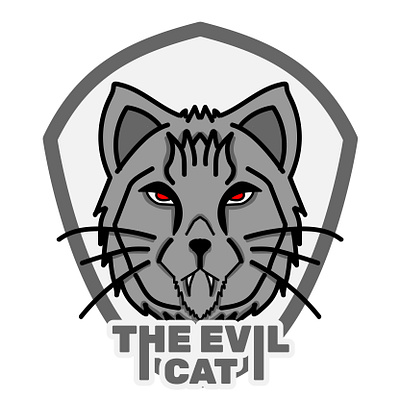 The Evil Cat Emblem cat design emblem evil cat graphic design grey illustration outline the evil vector