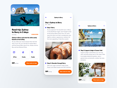 NRMA: Road Trips app design australian app booking discounts holiday ios app maps mobile nrma product design rewards road trip timeline travel travel app trip planner ui vacation